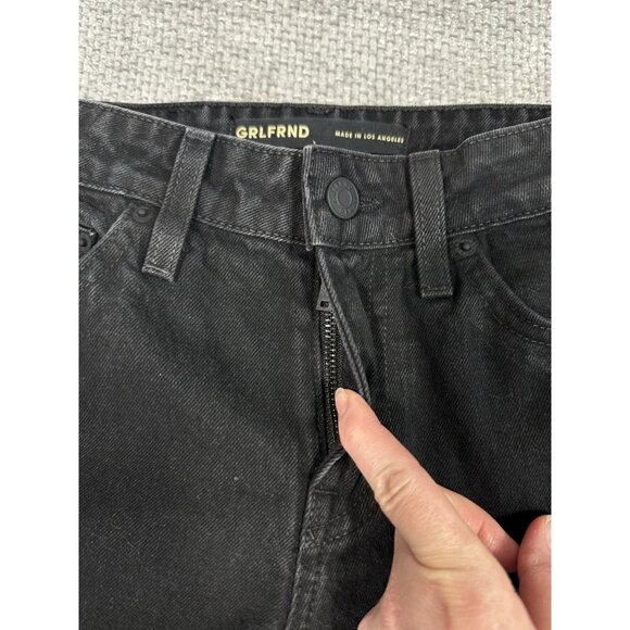 Grlfrnd Jeans Womens 24 28x31 Black Hailey Coated Low Rise Slim Boot Slit - Picture 9 of 13